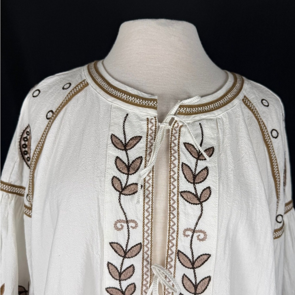Anthropologie Boho Long Sleeve RD&Koko Embroidered Tie-Front Jacket Kimono Sz L - Picture 2 of 13
